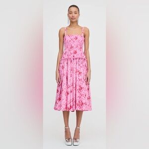 The Seraphina Midi Nap Dress in Pink Sweet Peas, XS NWT